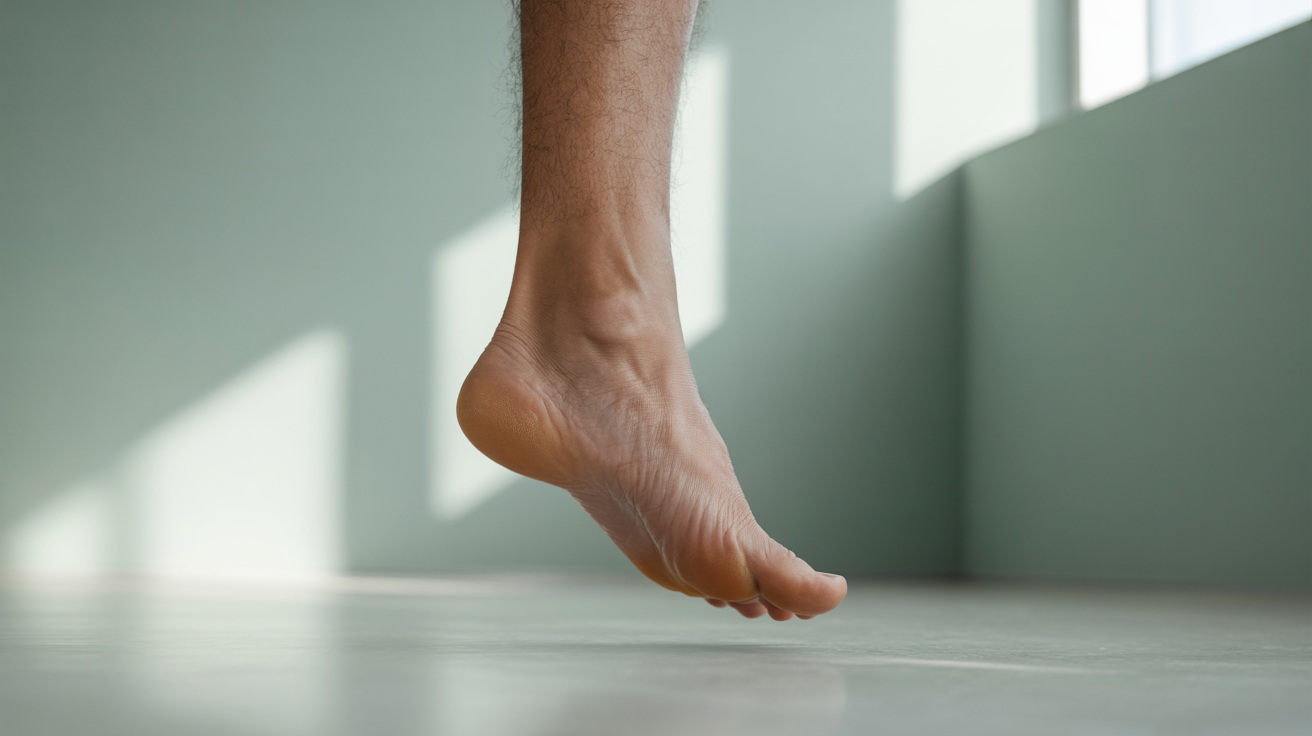 Neutrales medizinisches Foto eines Fußes mit angedeuteter Bewegungseinschränkung der Großzehe – Orthopädie Neuhausen München